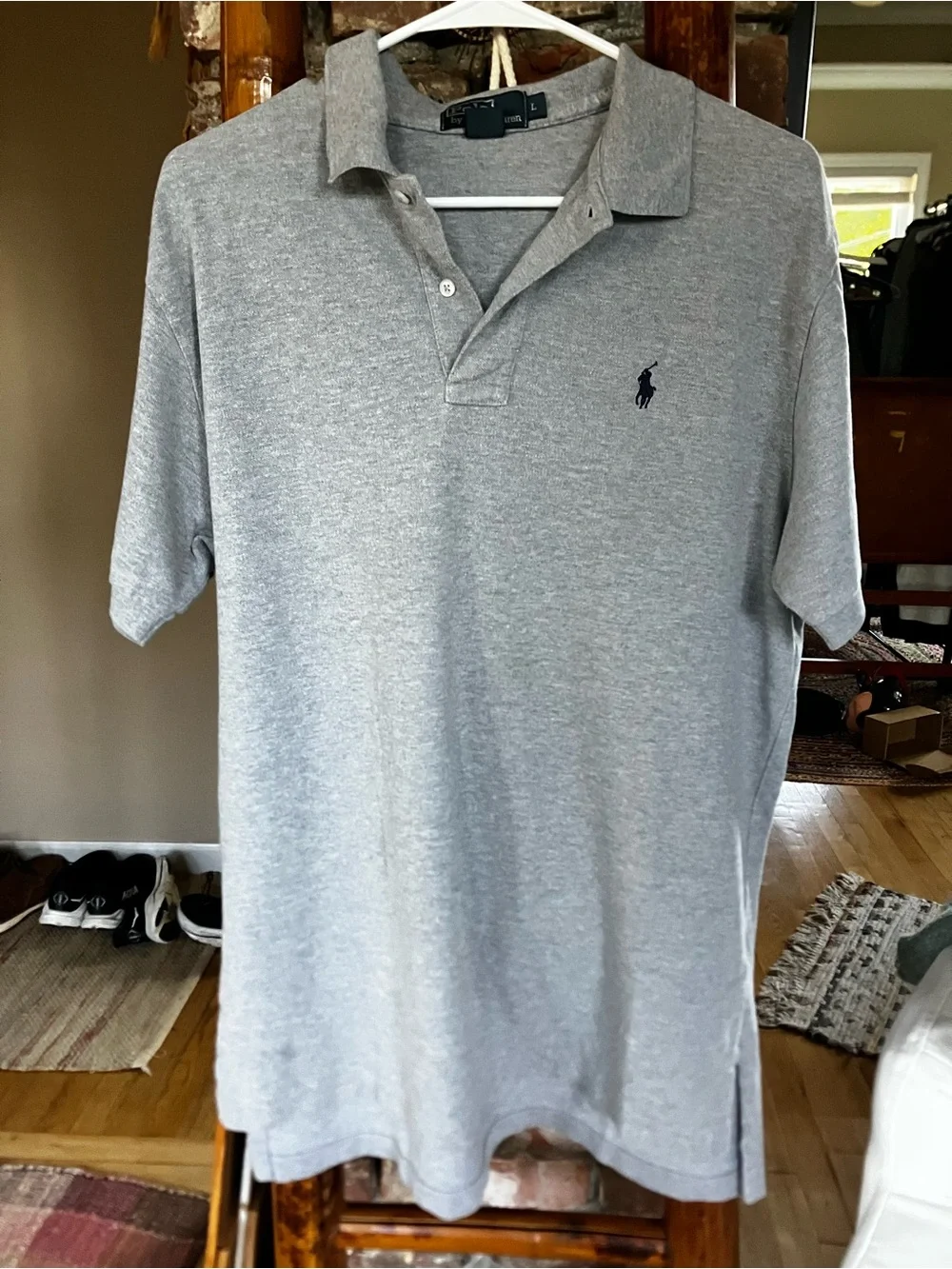 Ralph Lauren Light Gray Men's Polo with Navy Pony
